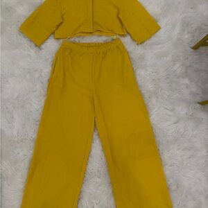 Lefton Yellow Wide Leg Pants Modern Fit